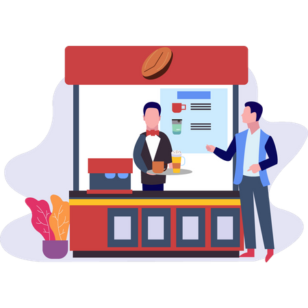 Man giving order to waiter  Illustration