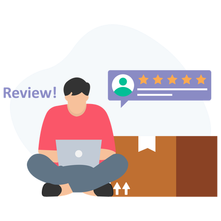 Man giving Parcel Review  Illustration