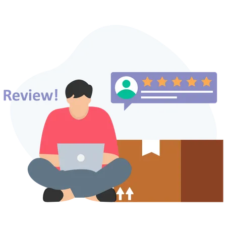 Man giving Parcel Review  Illustration