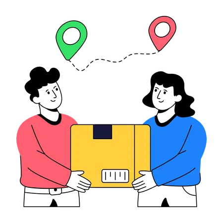 Man Giving Parcel to woman  Illustration