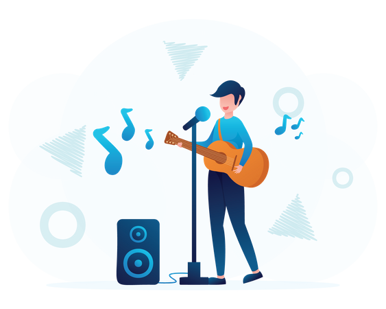 Man giving performance  Illustration
