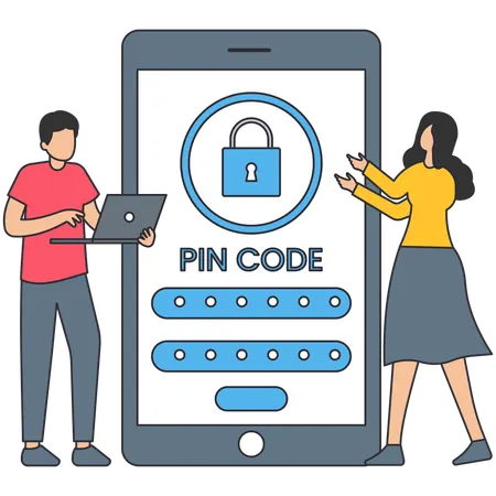 Man giving Pin Code Security  Illustration