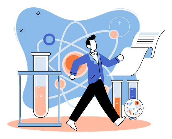 Man giving practical examination in laboratory  Illustration