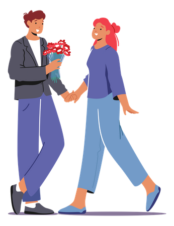 Man Giving Present To Girl  Illustration