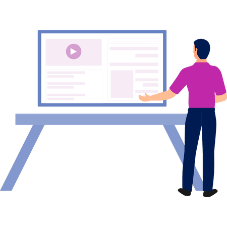 Man giving presentation by screen  Illustration