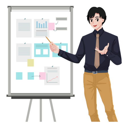 Man giving presentation  Illustration