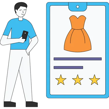 Man giving product review  Illustration