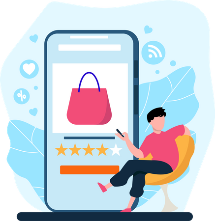 Man giving product review  Illustration