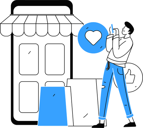 Man giving Product User Experience  Illustration