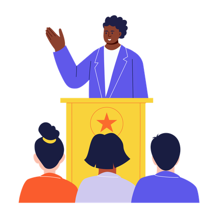 Man giving public speech  Illustration