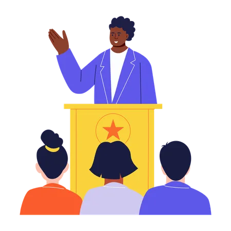 Man giving public speech  Illustration