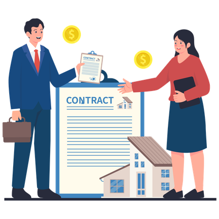 Man giving Real Estate Contract Agreement  Illustration