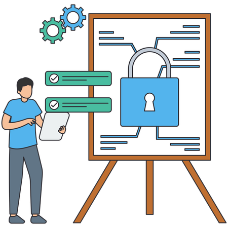 Man giving Security presentation  Illustration