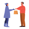 illustration for giving shopping bag