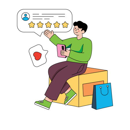 Man giving shopping feedback for its services  Illustration