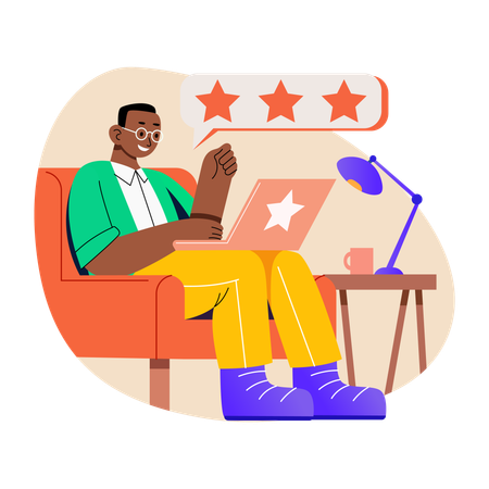 Man Giving Shopping Feedback  Illustration