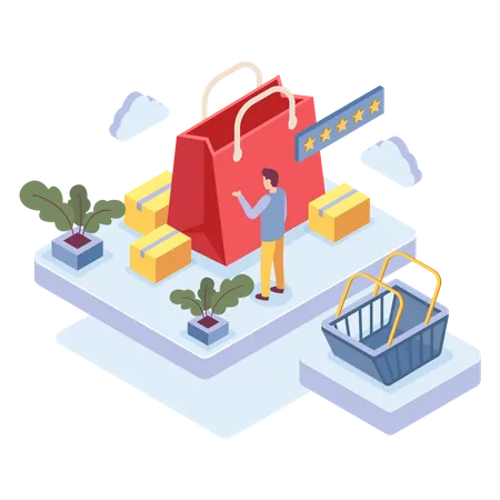 Man giving shopping feedback  Illustration