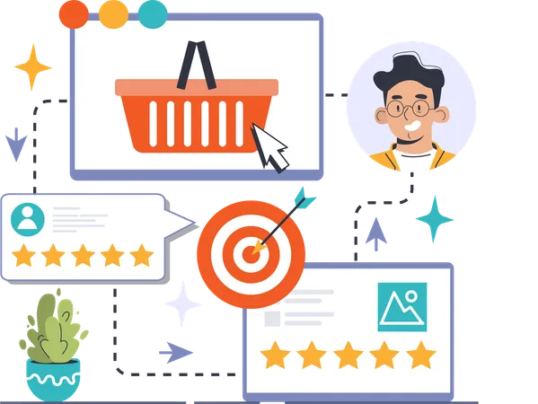 Man giving shopping review  Illustration