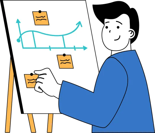 Man giving statistic presentation  Illustration