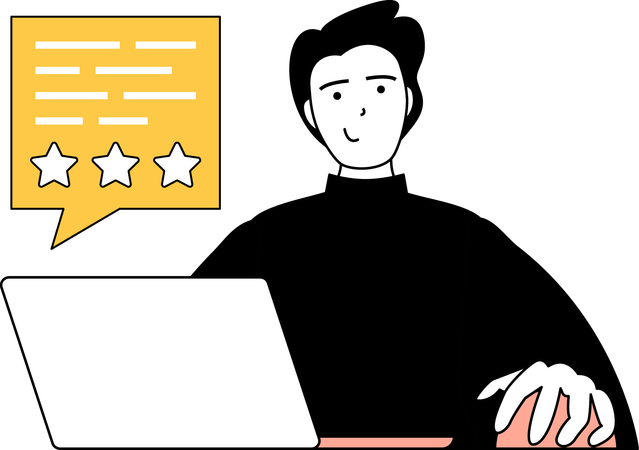 Man giving three stars  Illustration