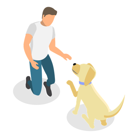 Man giving training to dog  Illustration