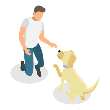 Man giving training to dog  Illustration