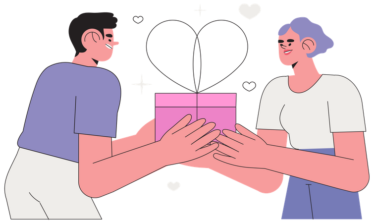 Man giving valentine gift  Illustration