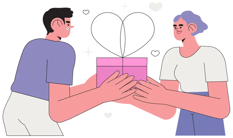 Man giving valentine gift  Illustration