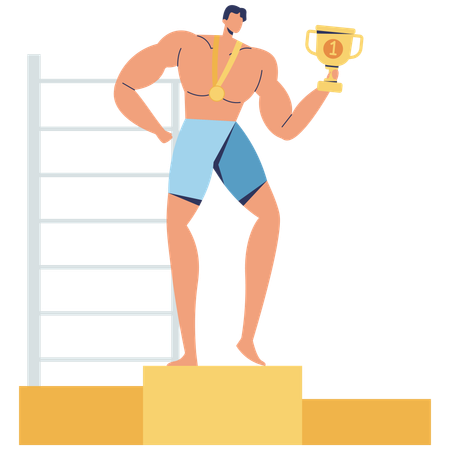 Man giving Victory Pose  Illustration