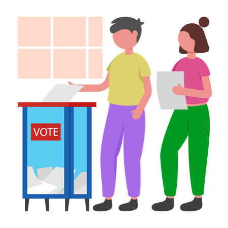 Man giving votes in Ballot Box  Illustration