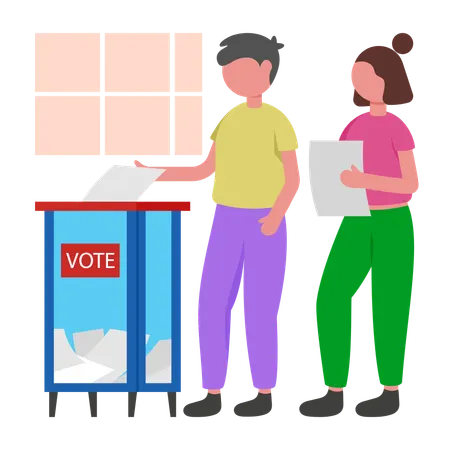 Man giving votes in Ballot Box  Illustration