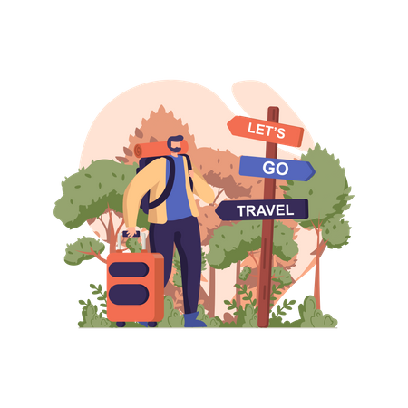 Man going for a vacation trip Illustration