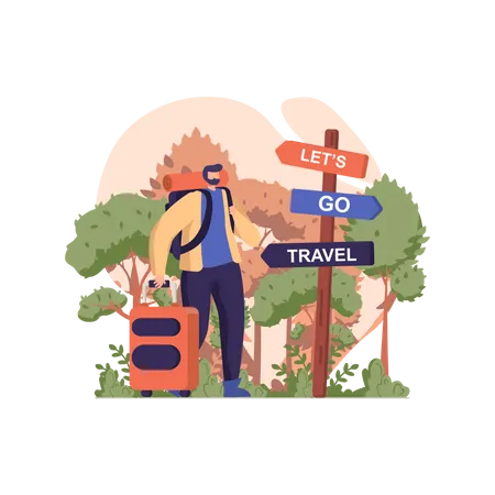 Man going for a vacation trip  Illustration