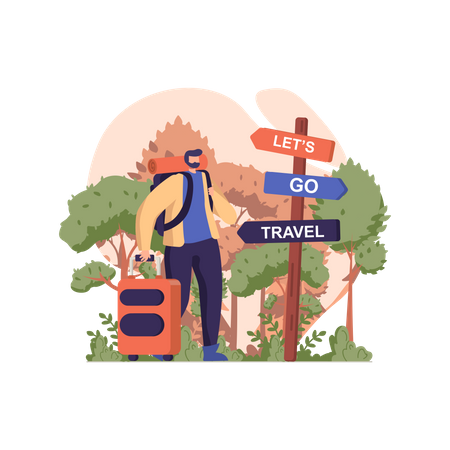 Man going for a vacation trip  Illustration