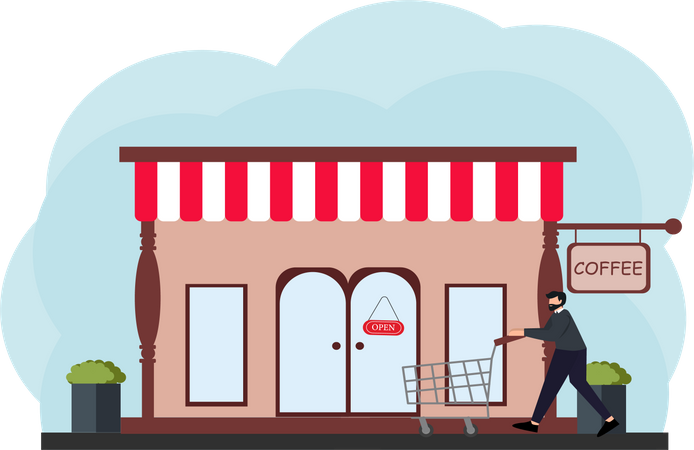 Man going for coffee shopping Illustration