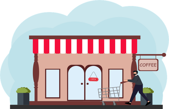 Man going for coffee shopping  Illustration