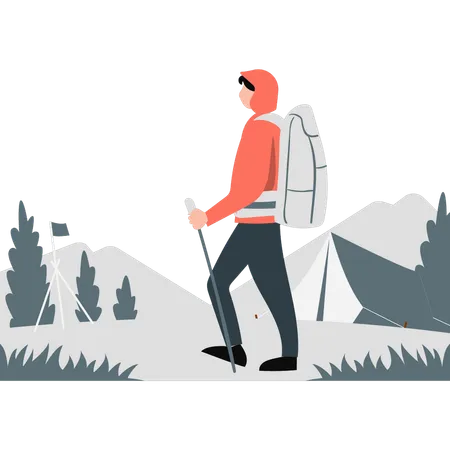 Man going for enjoying nature adventure  Illustration