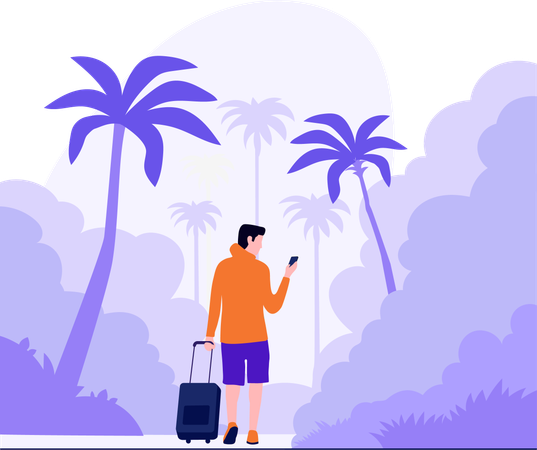 Man going for Forest Traveling  Illustration