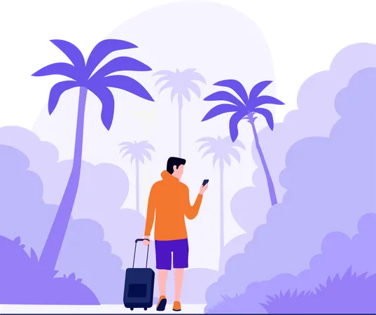 Man going for Forest Traveling  Illustration