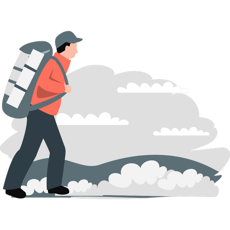 Man going for hiking  Illustration