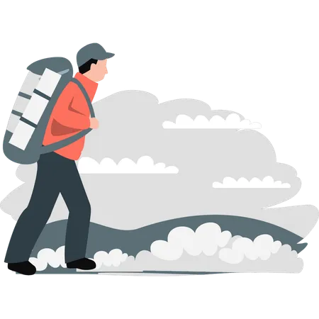 Man going for hiking  Illustration