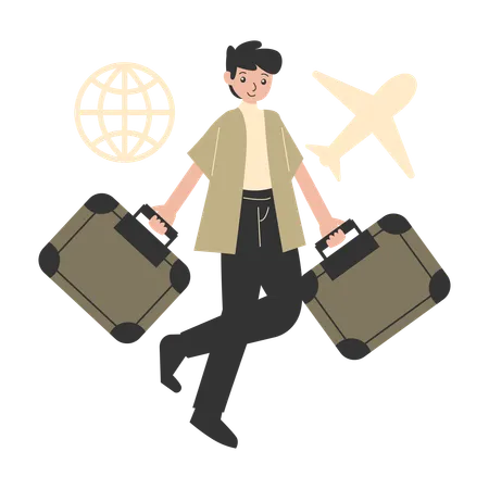 Man going for international Immigration Journey  Illustration