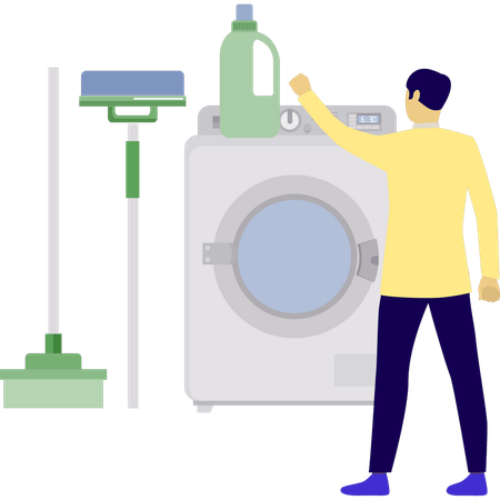 Man going for laundry  Illustration