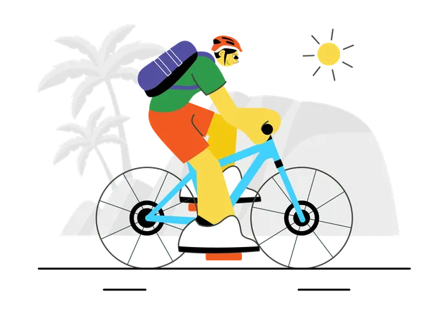 Man going for Outdoor Cycling  Illustration