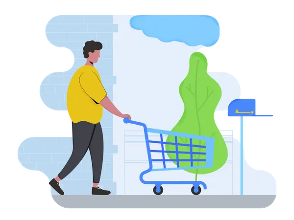 Man going for shopping  Illustration