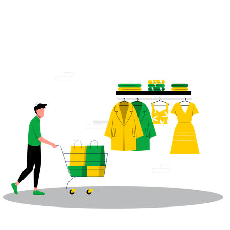 Man going for shopping in cloth shop  Illustration