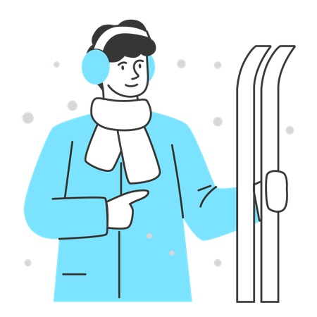 Man going for skiing  Illustration