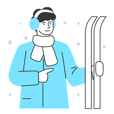 Man going for skiing  Illustration