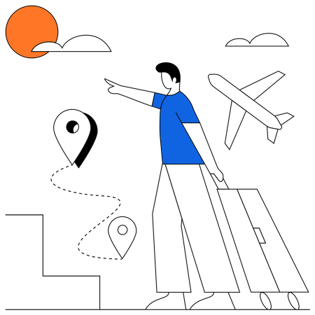 Man going for Study tour  Illustration