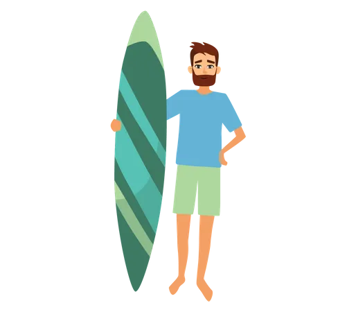Man going for surfing  Illustration